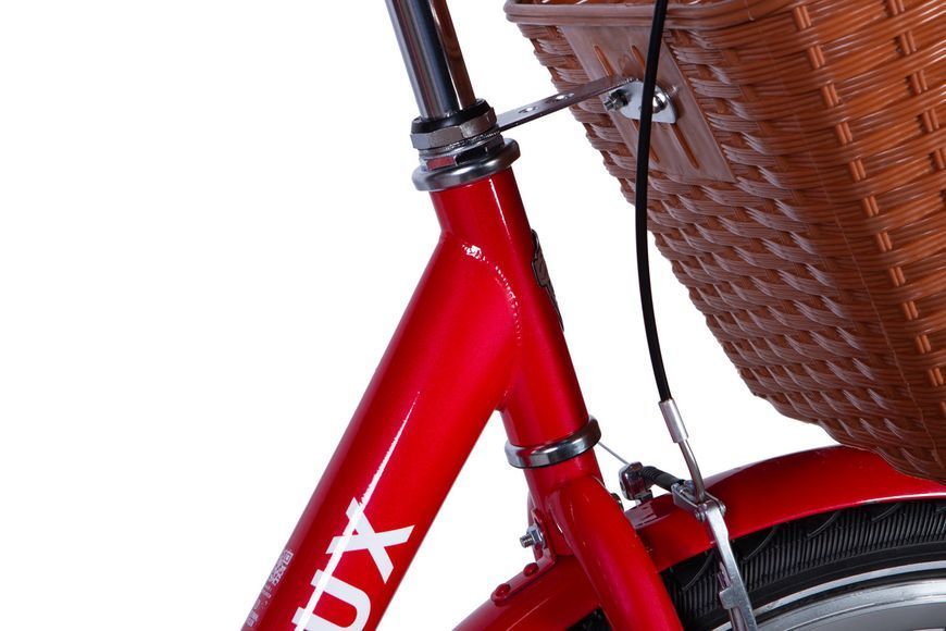 Велосипед ST 26" Dorozhnik LUX Velosteel рама-17" красный с багажником задн. St с корзиной Pl с крылом St 2024 VT_OPS-D-26-239 фото
