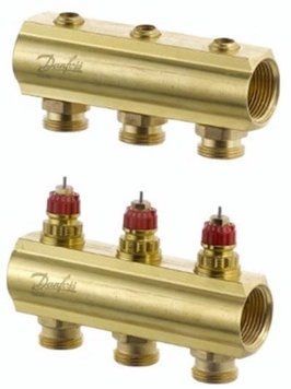 Колектор Danfoss FHF 3 + 3 без ротаметрів, латунний RC_088U0503 фото