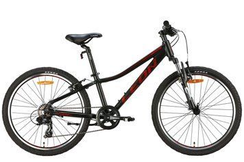 Велосипед алюміній 24" Leon JUNIOR AM Vbr рама-12" чорний з червоним (матовий) 2024 VT_OPS-LN-24-097 фото