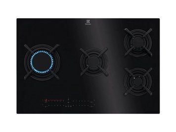 Electrolux Варочная поверхность газ на стекле, 80см, чугун, электр. управл., Hob2Hood, черный RC_KGV8473IK фото