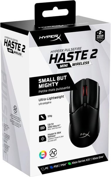 Миша HyperX Pulsefire Haste 2 mini, RGB, USB-A/WL/BT, чорний RC_7D388AA фото