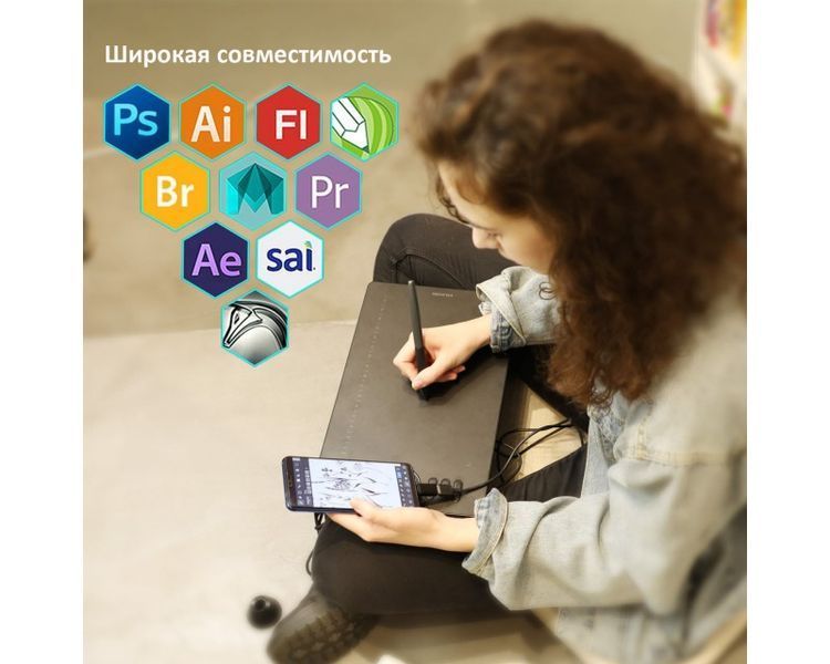 Графічний планшет Huion 10"x6.25" HS610, microUSB, чорний RC_HS610_HUION фото