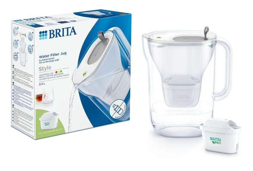 Фільтр-глечик Brita Style LED MXPro 2.4л (1.4л очищеної води) сірий RC_1052809 фото