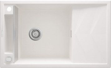 Мойка кухонная Deante Magnetic, гранит, прямоугольная, с крылом, 820х500х219мм, чаша - 1, накладная, алебастр RC_ZRM_A113 фото