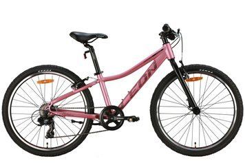 Велосипед алюміній 24" Leon JUNIOR Vbr рама-12" рожевий з чорним (матовий) 2024 VT_OPS-LN-24-099 фото