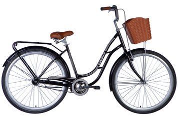 Велосипед сталь 28 Dorozhnik OBSIDIAN гальмівна frame-19,5 чорний з багажником задн St з корзиною Pl з крилом St 2024 VT_OPS-D-28-371 фото