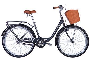 Велосипед ST 26" Dorozhnik LUX Velosteel рама-17" темно-серый с багажником задн. St с корзиной Pl с крылом St VT_OPS-D-26-241 фото
