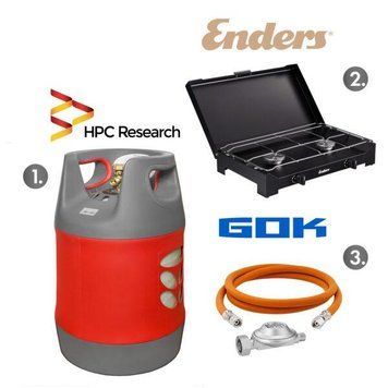 Набір: плита Enders Dalgety Black 2+ балон HPCR 18,2л + комплект підключення БЕЗКОШТОВНА ДОСТАВКА!!! EN_1855N18 фото