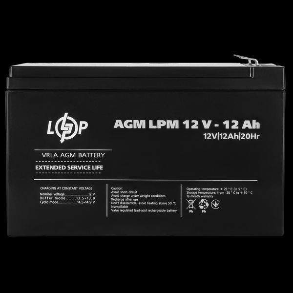 Аккумулятор AGM LPM 12V - 12 Ah LP_6550 фото