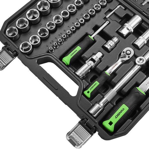 Профессиональный набор инструментов в кейсе Winso Pro 1/2", 1/4" 72 T, CR-V, 94ед. LI_924094 фото