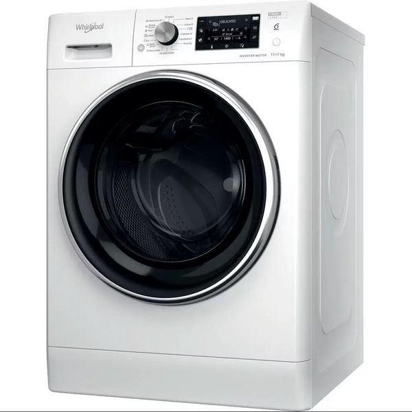 Пральна машина Whirlpool фронтальна, 11(7)кг, 1600, A, 60см, дисплей, пара, інвертор, білий RC_FFWDB1176258BCVUA фото