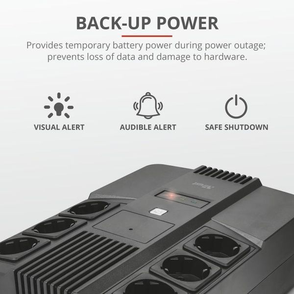 ДБЖ Maxxon 800VA UPS 6 standard wall power outlets BLACK Trust RC_23326_TRUST фото