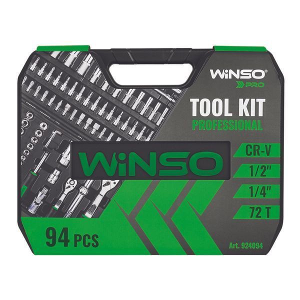 Профессиональный набор инструментов в кейсе Winso Pro 1/2", 1/4" 72 T, CR-V, 94ед. LI_924094 фото