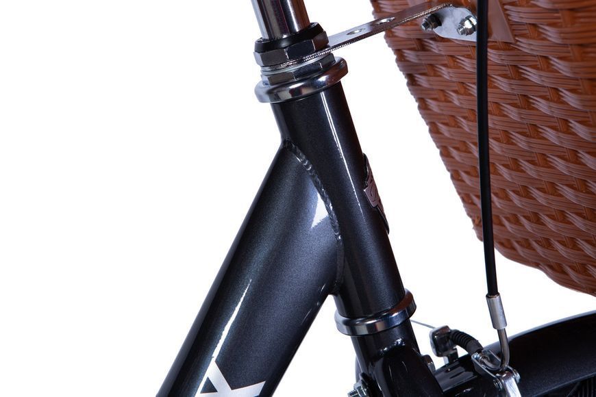 Велосипед ST 26" Dorozhnik LUX Velosteel рама-17" темно-серый с багажником задн. St с корзиной Pl с крылом St VT_OPS-D-26-241 фото