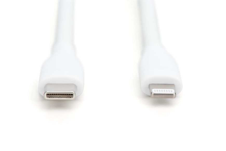 Digitus USB-C > Lightning зарядки/синхронізації, 1м, USB 2.0, 60W, силіконовий, білий RC_AK-600110-010-W фото