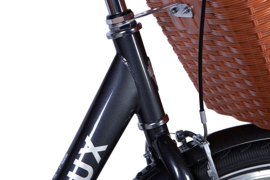 Велосипед ST 26" Dorozhnik LUX Velosteel рама-17" темно-серый с багажником задн. St с корзиной Pl с крылом St VT_OPS-D-26-241 фото