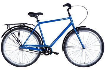 Велосипед сталь 28 Dorozhnik COMFORT MALE Velosteel frame-22 синій з багажником задн St з крилом St 2024 VT_OPS-D-28-372 фото