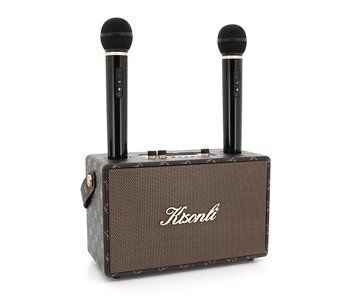 Колонка Kisonli G101 Bluetooth 5.0, два мікрофони, 2х15W, 2400m Аг, USB, DC: 5V/1A, Brown, Q8 U_31287 фото