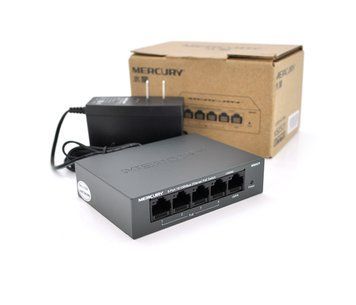 Коммутатор POE Mercury MS05CP 53,5V с 4 портами POE+1 порт UP-Link 100Мбит, БП в комплекте 0,54 кг (82*79* U_11346 фото