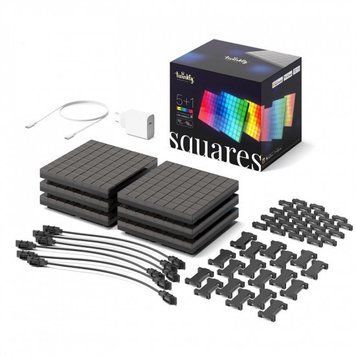 Панель Smart LED Twinkly Squares 1+5 RGB, Gen II, IP20, 16x16см, кабель білий RC_TWQ064STW-07-BEU фото