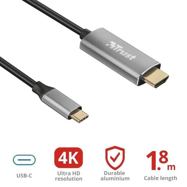 Адаптер Trust Calyx USB-C > HDMI, 1.8м, чорний RC_23332_TRUST фото
