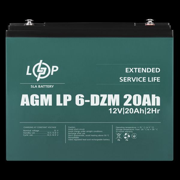 Тяговий свинцево-кислотний акумулятор LP 6-DZM-20 Ah LP_5438 фото