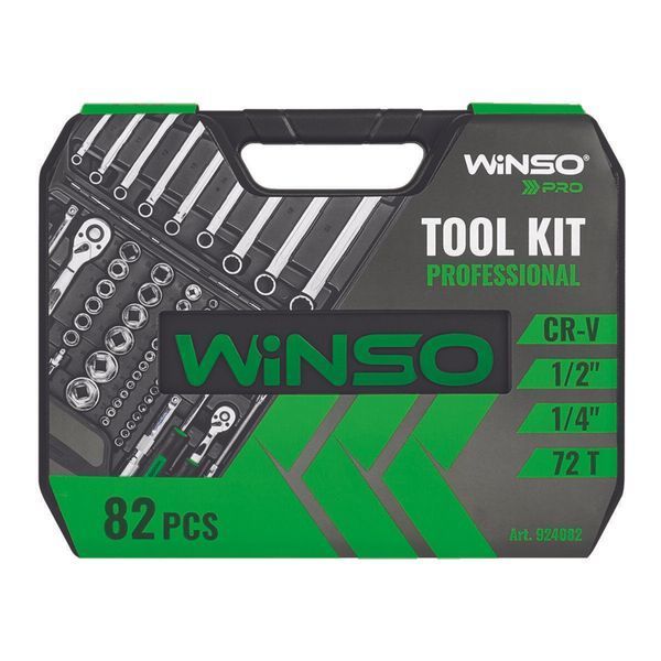Професійний набір інструментів в кейсі Winso Pro 1/2", 1/4" 72 T, CR-V, 82од. LI_924082 фото