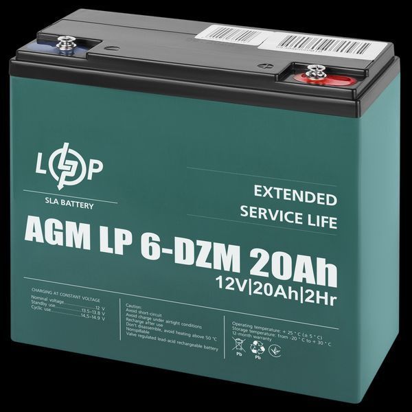 Тяговий свинцево-кислотний акумулятор LP 6-DZM-20 Ah LP_5438 фото