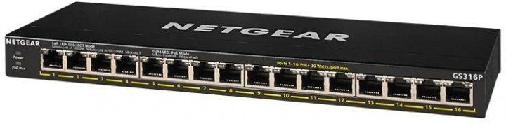 Коммутатор NETGEAR GS316P 16xGE PoE, 115Вт, Неуправляемый RC_GS316P-100EUS фото