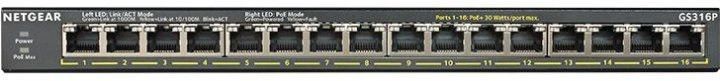 Коммутатор NETGEAR GS316P 16xGE PoE, 115Вт, Неуправляемый RC_GS316P-100EUS фото