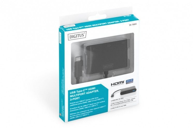 Адаптер Digitus USB-C - HDMA, 2xUSB RC_DA-70855 фото