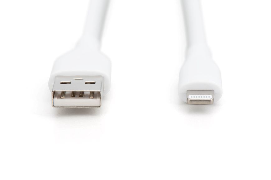 Digitus Кабель USB-A > Lightning зарядки/синхронізації, 2м, USB 2.0, 12W, силіконовий, білий RC_AK-600108-020-W фото