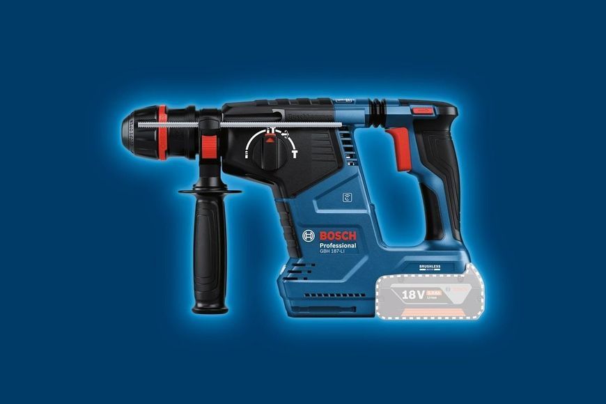Перфоратор аккумуляторный Bosch GBH 187-LI SDS-plus 18В 2.4Дж 3кг без АКБ и ЗП RC_0.611.923.120 фото