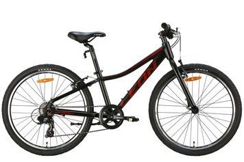 Велосипед алюміній 24" Leon JUNIOR Vbr рама-12" чорний з червоним (матовий) 2024 VT_OPS-LN-24-102 фото