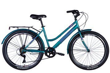 Велосипед сталь 26 Discovery PRESTIGE WOMAN Vbr рама-17" сине-зеленый с багажником заднего St с крылом St 2024 VT_OPS-DIS-26-610 фото