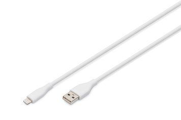 Digitus Кабель USB-A > Lightning зарядки/синхронизации, 1м, USB 2.0, 12W, силиконовый, белый RC_AK-600108-010-W фото