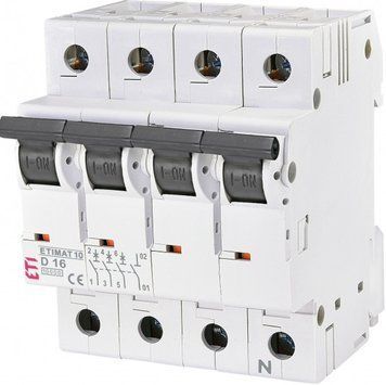 Автоматический выключатель ETI, ETIMAT 10 3p+N D 16А (10 kA) RC_2156716 фото