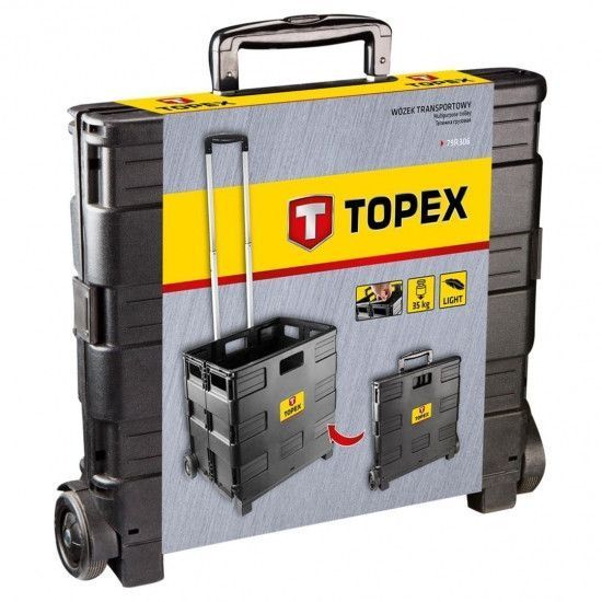 Тележка универсальная складная TOPEX, складной ящик, телескопическая ручка, до 35кг, 37x42см, 2.8кг RC_79R306 фото
