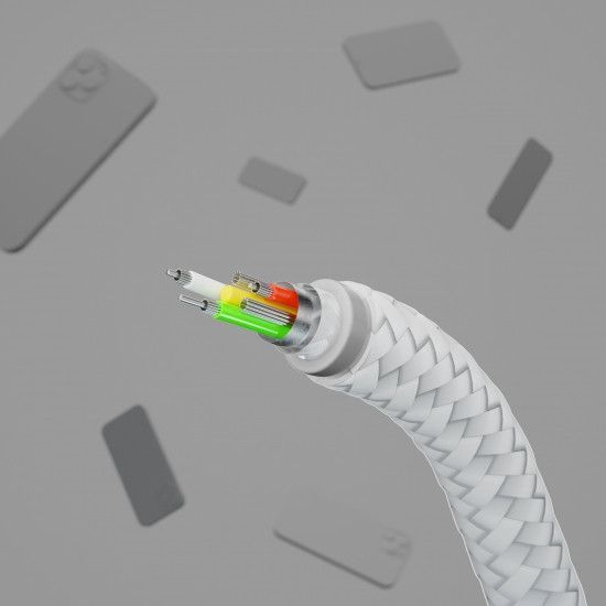 Кабель Belkin USB-A - Lightning переплет, силиконовый, с ремешком на магните, 1м, белый RC_CAA010BT1MWH фото