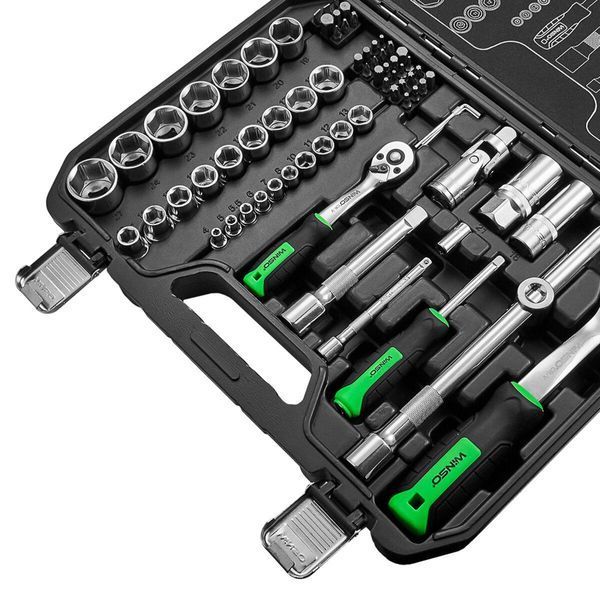 Профессиональный набор инструментов в кейсе Winso Pro 1/2", 1/4" 72 T, CR-V, 73 ед. LI_924073 фото