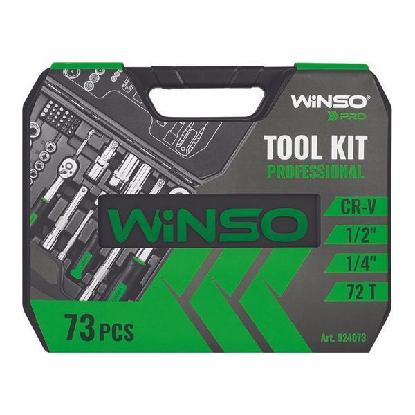 Профессиональный набор инструментов в кейсе Winso Pro 1/2", 1/4" 72 T, CR-V, 73 ед. LI_924073 фото
