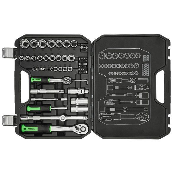 Профессиональный набор инструментов в кейсе Winso Pro 1/2", 1/4" 72 T, CR-V, 73 ед. LI_924073 фото