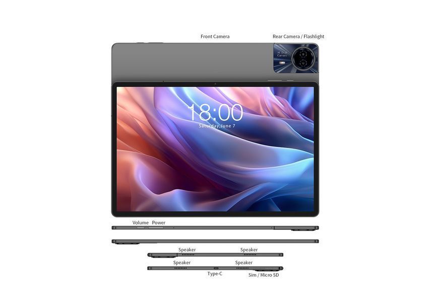Планшет T65 Max 13" 8ГБ, 256ГБ, LTE, 10000мА&bull;год, Android, сірий TECLAST RC_6940709686126 фото