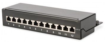 Патч-панель DIGITUS САТ 6A STP, настольная, 12 портов, собранная, черная RC_DN-91612SD-EA фото