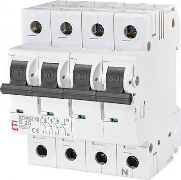 Автоматический выключатель ETI, ETIMAT 10 3p+N D 25А (10 kA) RC_2156718 фото