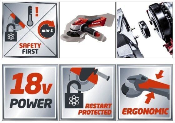 Болгарка аккумуляторная Einhell TE-AG 18 Li - Solo (4431110) (без аккумулятора и ЗУ) RC_4431110 фото