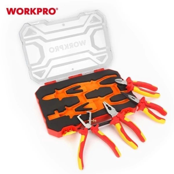 Набір шарнірно-губцевого інструменту діелектричний WORKPRO (4 предм.) EN/IEC 60900 10000V PRO PLUS WP204703 DC_408910 фото