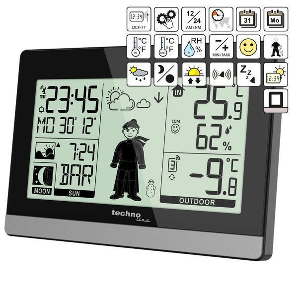 Метеостанція Technoline WS9612 Black (WS9612) (без акумулятора та зарядного пристрою) DS_DAS301185 фото