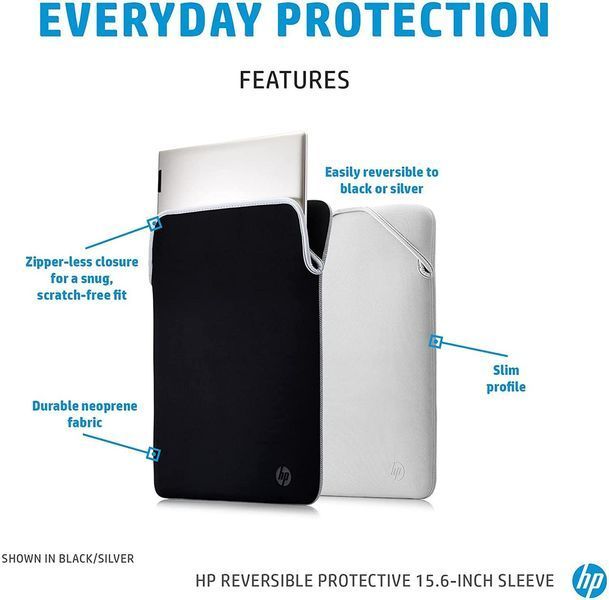 Чохол для ноутбука HP, Reversible Protective, 15" неопрен, чорний/сірий RC_2F2K5AA фото