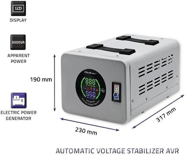 Стабілізатор Qoltec AVR-3000VA, аналогова індикація, Q2 U_29610 фото